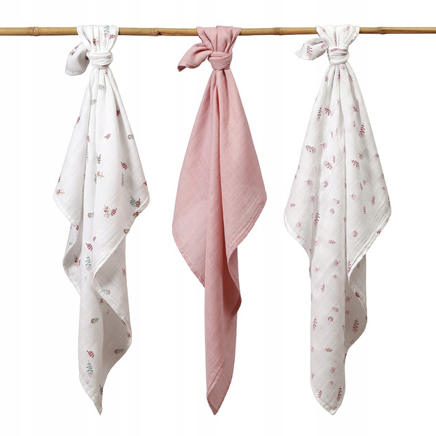 Babyono Pielucha Bambusowa 70x70 cm, 3-pak, Różowa 397/14