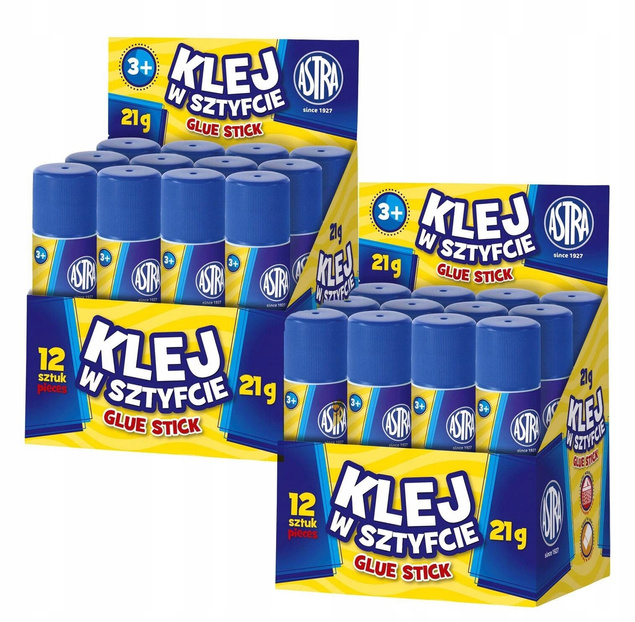 24x Klej Szkolny W Sztyfcie Bardzo Mocny 21g Nie Marszczy Papieru Astra