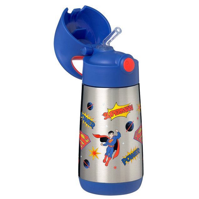 B.box Termos butelka do picia ze słomką 350 ml Superman - Stal Nierdzewna dla Dzieci