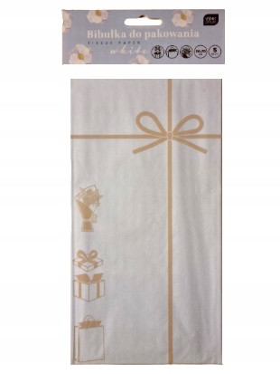 Bibułka do Pakowania Prezentów Interdruk Biała 50x70 cm (5 sztuk)