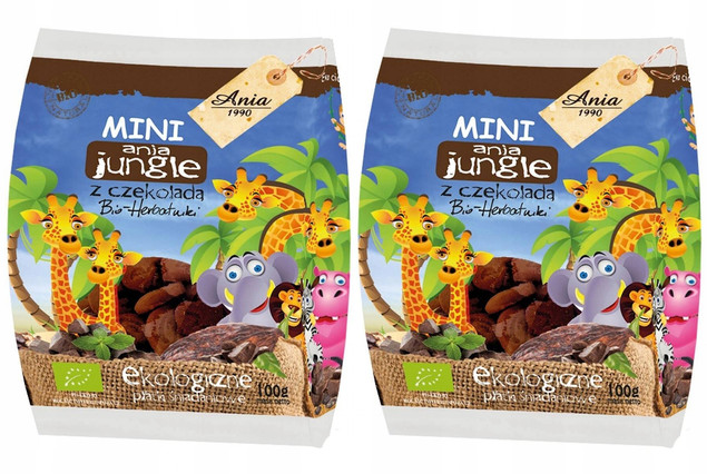 Herbatniki Mini Jungle BIO z czekoladą 2x200g – Bio Ania