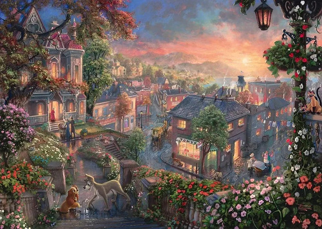 Puzzle 1000 Schmidt PQ Zakochany Kundel Disney T. Kinkade 108128