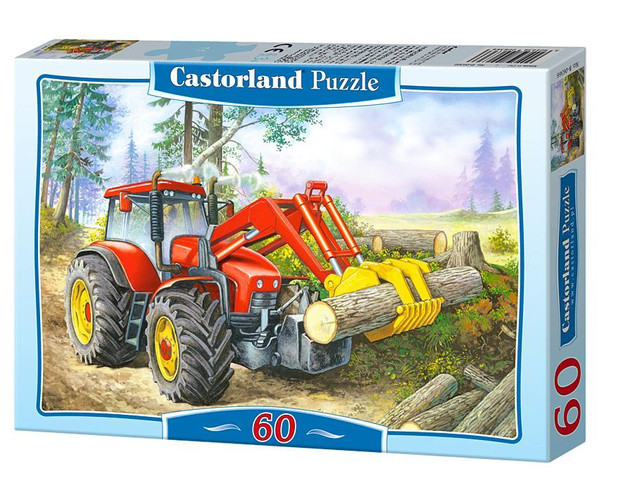 Puzzle 60 Układanka Dla Dzieci Auto Traktor Maszyna Las Wycinka 5+ Castor