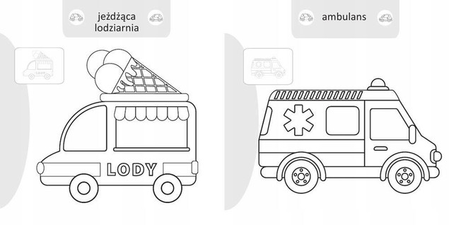 Malowanie-doklejanie Pojazdy w mieście - kolorowanki z naklejkami 3+