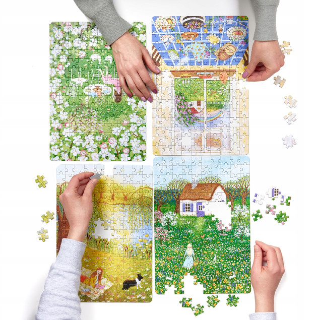 Puzzlove CzuCzu Czas na Kwiaty – Puzzle Akwarelowe 4x150 Elementów