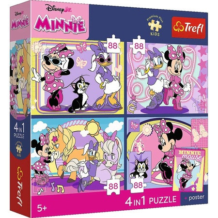 Puzzle Trefl 352 elementów Puzzle 4x88 Magiczne momenty Minnie + plakat