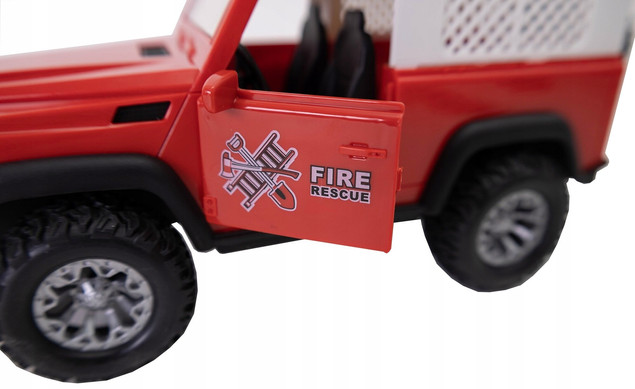 ASKATO Jeep Straż Pożarna Samochód Efekty Świetlne Dźwięki Napęd Friction 23 cm
