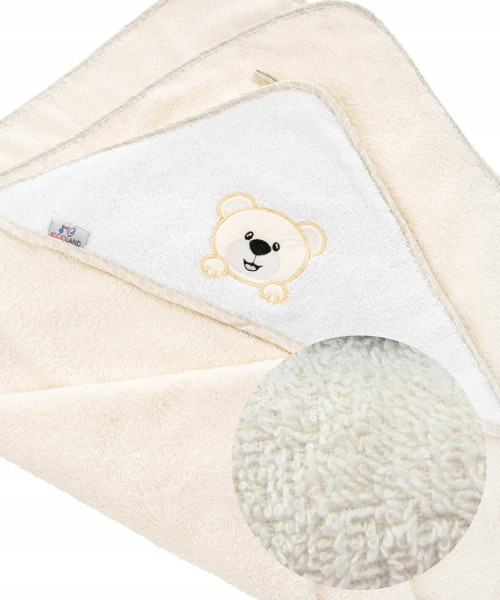 Okrycie Kąpielowe Z Kapturkiem Ręcznik 100x100 Bawełna BRĄZOWY Bocioland