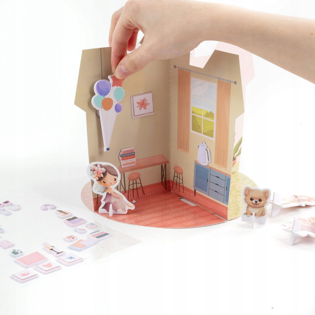KIDEA Zestaw Kreatywny Domek 3D Dla KSIĘŻNICZEK 52 Naklejki 4 Figurki 3+