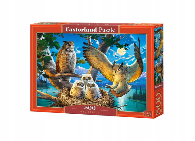 Puzzle 500 Układanka Ptaki SOWY Sowa Noc Wieczór Gniazdo 9+ Castorland