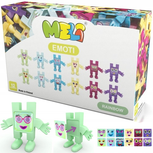 KLOCKI MELI Figurki EMOTI RAINBOW 12 sztuk - Rozwój Emocji i Kreatywności