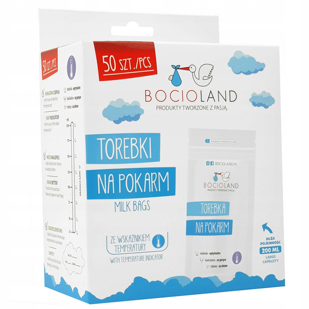 Woreczki do mrożenia mleka BOCIOLAND 200ml 50szt