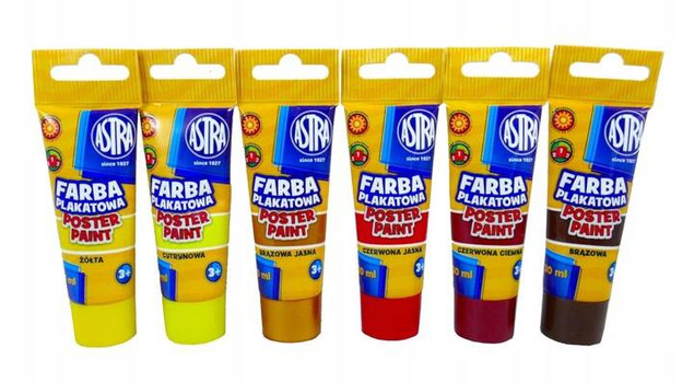 Farby Szkolne Plakatowe 12 Kolorów W Tubkach 30ml Astra