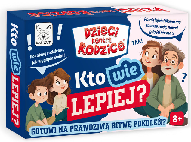 Gra Planszowa Dzieci kontra Rodzice Kto Wie Lepiej? Kangur Quiz Rodzinny