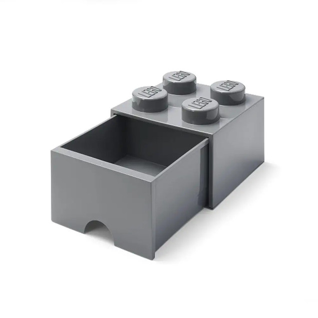 LEGO® Pojemnik Klocek z Szufladą Czwórka Szary – Organizer