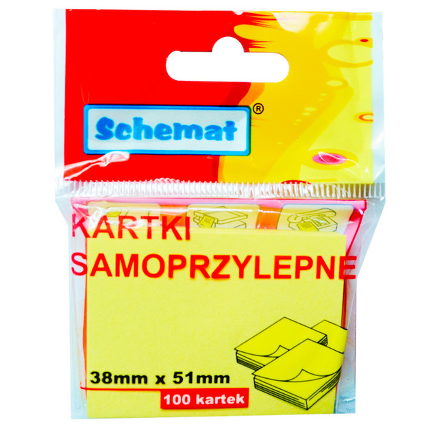 Karteczki Samoprzylepne 38x51mm Żółte 100 sztuk