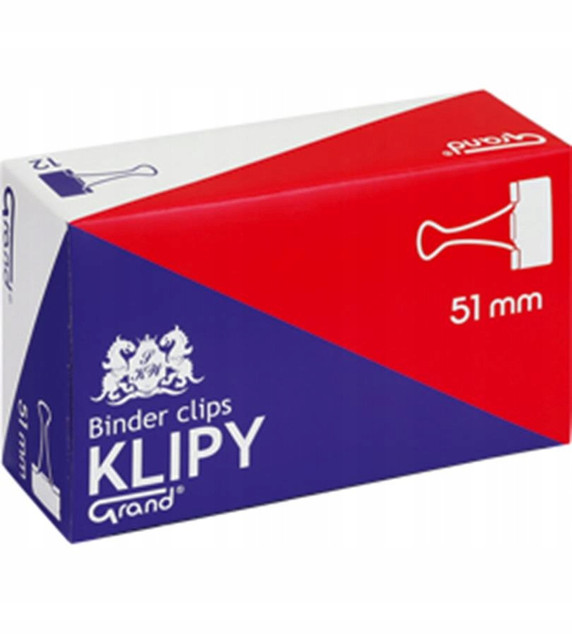 Klipy Do Papieru 51mm Czarne 12 szt Grand