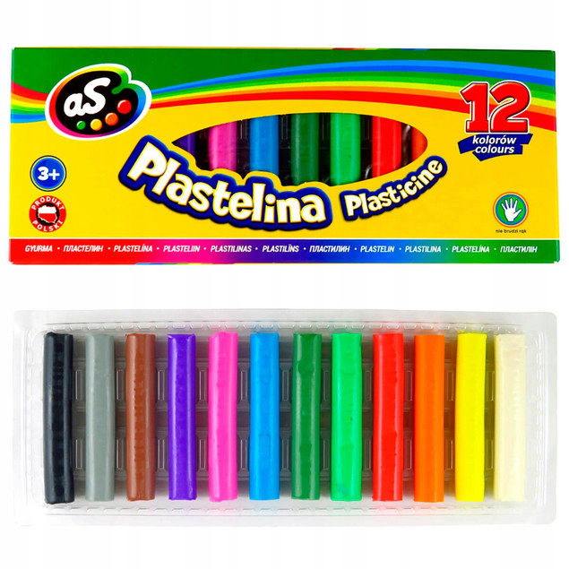 Plastelina Szkolna 12 Kolorów Dla Dzieci Miękka 3+ As Astra
