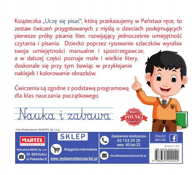 Uczę Się Pisać Ćwiczenia Nauka I Zabawa + Naklejki Plan Lekcji Martel