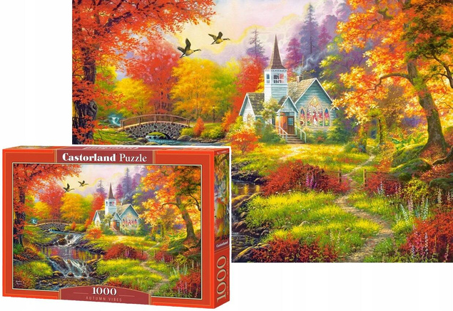 Puzzle 1000 Układanka Jesień NATURA Chatka Krajobraz Rzeka 9+ Castor