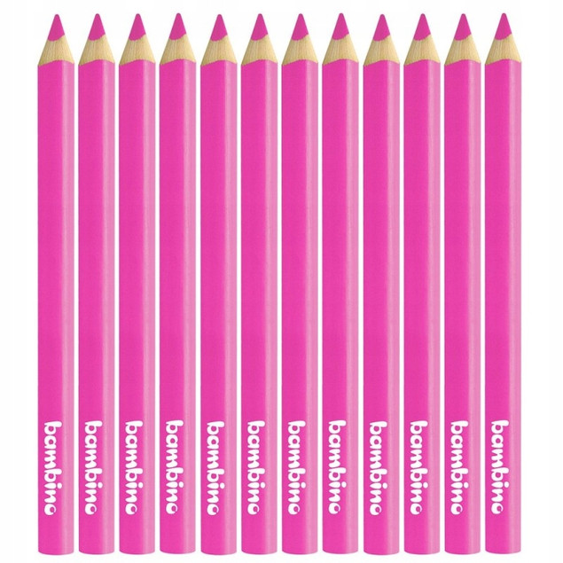 Kredki Trójkątne Grube RÓŻOWE op. 12 Sztuk Bambino