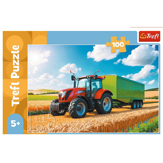 Trefl Puzzle 100 elementów Traktor z przyczepą 16494
