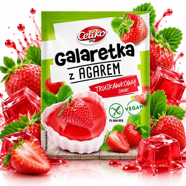Celiko Galaretka bezglutenowa z agarem Truskawkowa 45g