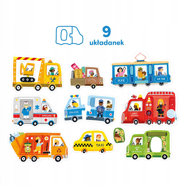 CzuCzu Pierwsze Puzzle Pojazdy 2+ Edukacyjne 28 el.