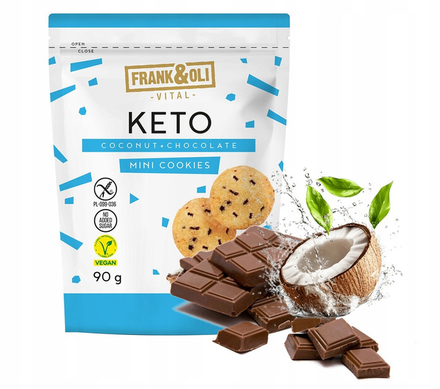 FRANK&OLI Keto Mini Ciasteczka SŁONY KARMEL KOKOS CZEKOLADA 90g x2