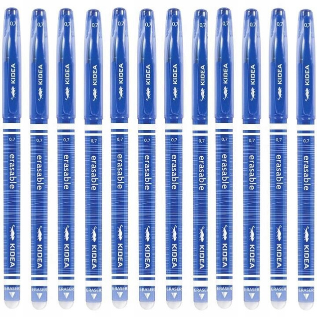 12x Długopis Zmazywalny Niebieski 0,7 mm Wymazywalny Z Gumką Kidea