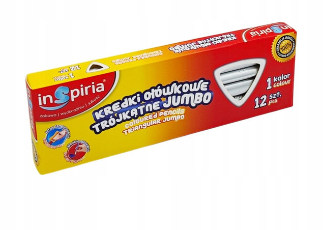 kredki trójkątne ołówkowe JUMBO srebrne 12 sztuk Inspiria