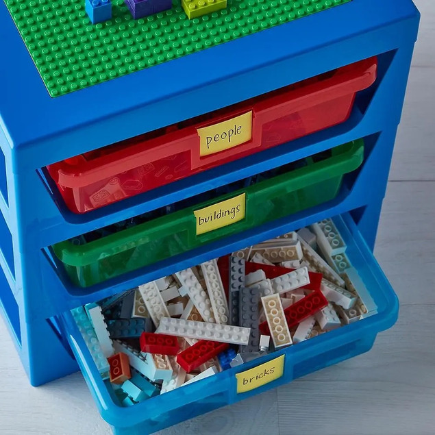 LEGO Regał-Sorter Klocków z 3 Szufladami i Płytką Konstrukcyjną Czerwony