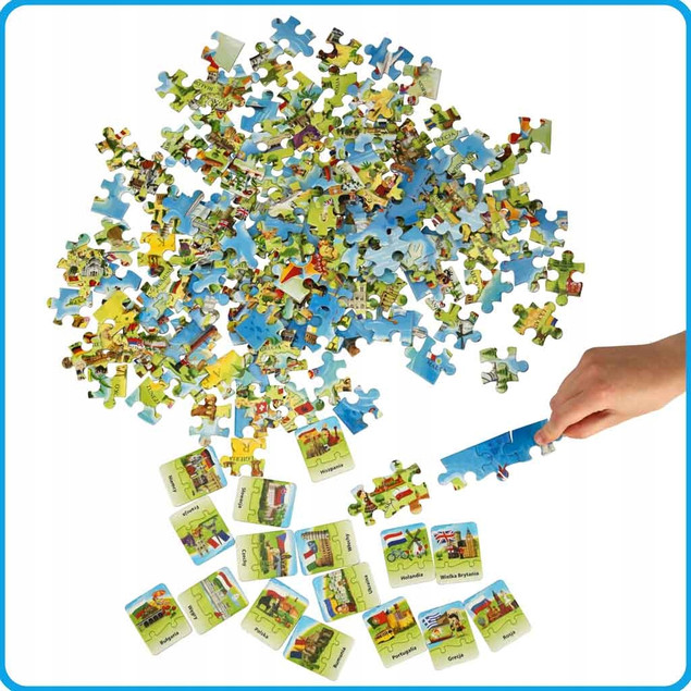 Puzzle edukacyjne dla 6 7 i 8 latka MAPA EUROPY układanka prezent z Quizem