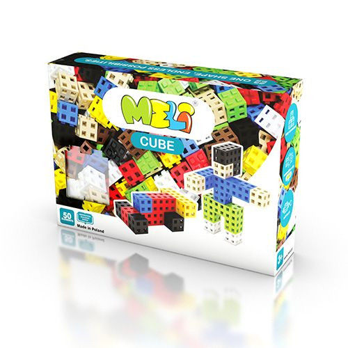 Klocki Konstrukcyjne Meli CUBE 50 elementów | Wielokolorowe Sześciany dla Dzieci 3+