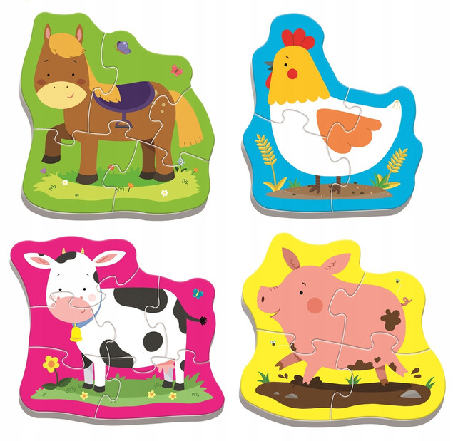 Puzzle Baby Zwierzątka na Wsi Układanka dla Malucha Gruby Karton 2+