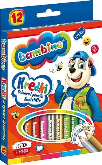 Grube kredki ołówkowe 14 kolorów Bambino