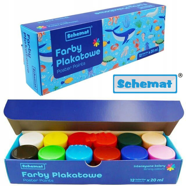 Farby plakatowe 20ml 12 kolorów
