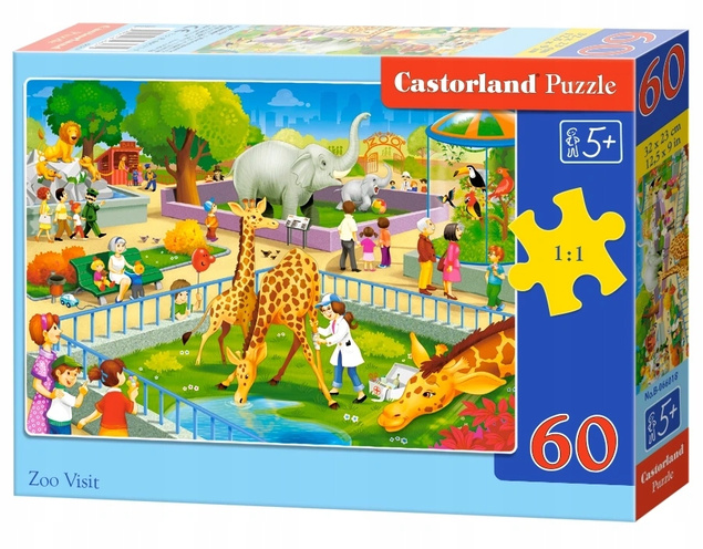 Puzzle 60 Układanka Zoo ZWIERZĘTA Safarii Żyrafa Słoń 5+ 60 Castorland
