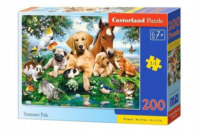 PUZZLE 200 UKŁADANKA DLA DZIECI ZWIERZĘTA KOTY PSY KONIE PTAKI 7+ CASTOR