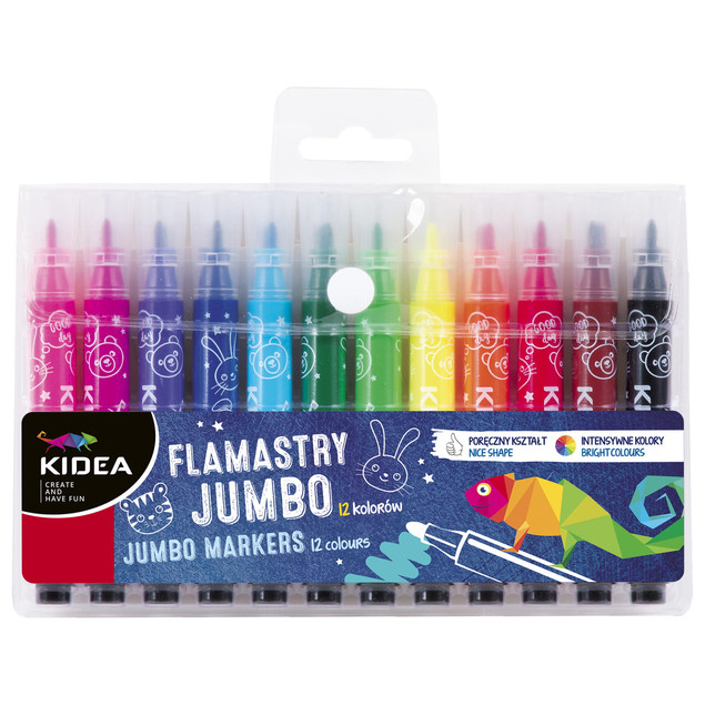 Kidea flamastry mazaki grube Jumbo 12 kolorów