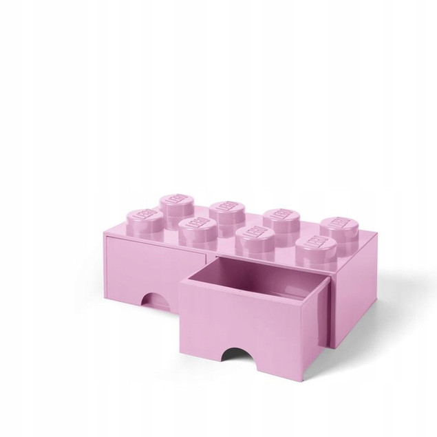 Pojemnik LEGO Klocek z Szufladami 8 Wypustek Jasnoróżowy