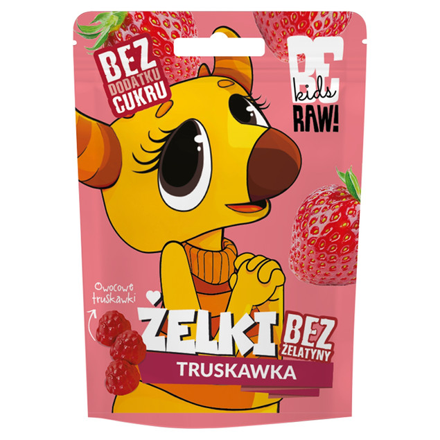 BeRAW Kids Żelki Truskawkowe bez cukru Truskawka 35g Purella