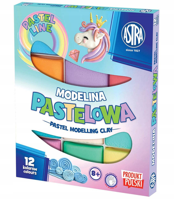 Modelina Pastelowa Intensywne Kolory Dla Dzieci Nie Brudzi 12 kol 8+ Astra