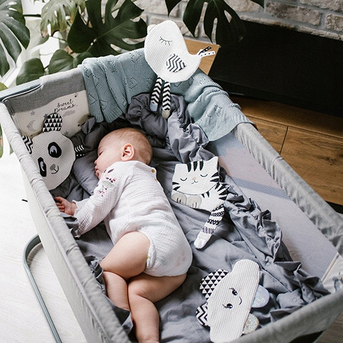 BABYONO PRZYTULANKA KONTRASTOWA SZELEŚCIK PTASZEK 0m+