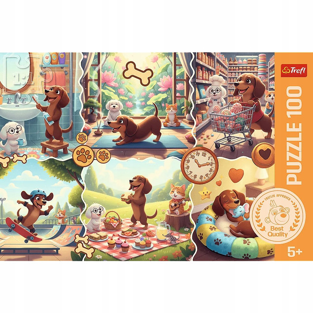 Trefl Puzzle 100 el. Długi Dzień Jamnika dla Dzieci