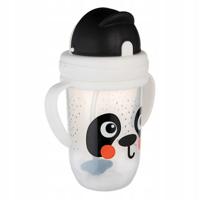 CANPOL Kubek Niekapek z Rurką i Odważnikiem 270ml PANDA BabiesBoo 6M+