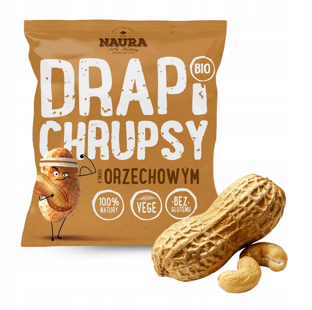 Chrupki o Smaku ORZECHOWYM Drapi Chrupsy Bezglutenowe NAURA 50g