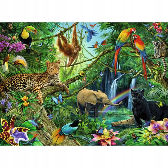 PUZZLE 200 ZWIERZĘTA W DŻUNGLI XXL, RAVENSBURGER