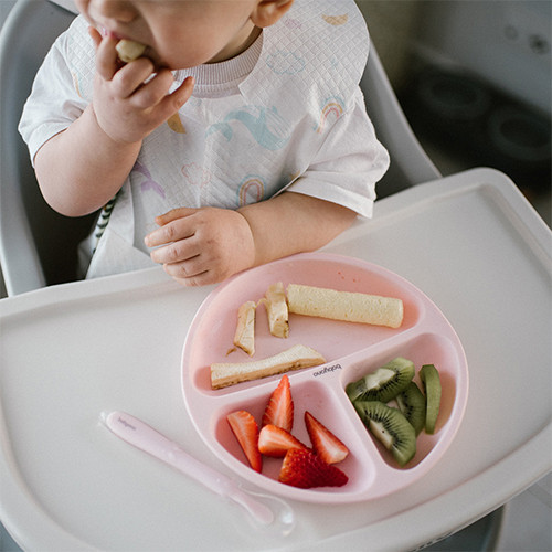BABYONO Silikonowy Talerzyk z Przyssawką RÓŻOWY Dla Dzieci 1482/02