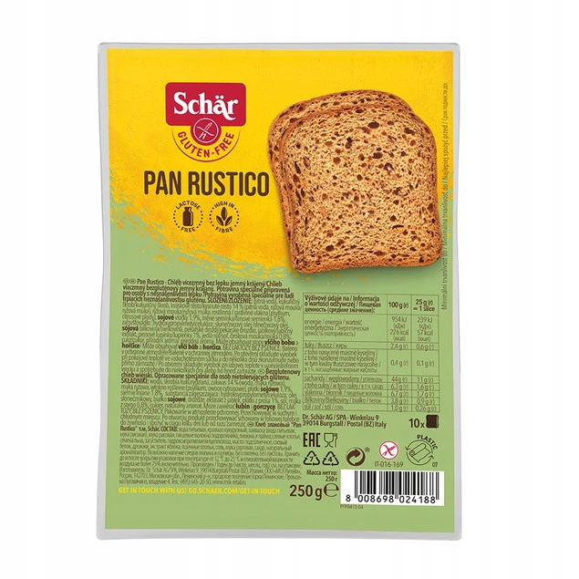 Chleb Schar Pan Rustico wiejski krojony bezglutenowy 250 g